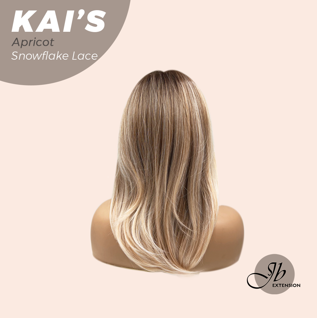 [FINAL SALE] JBEXTENSION 18 Inches Apricot Pre-Cut Snowflake Lace Frontlace Glueless Wig KAI'S APRICOT【PERMATEASE】【BENDY EAR TABS】- S/M