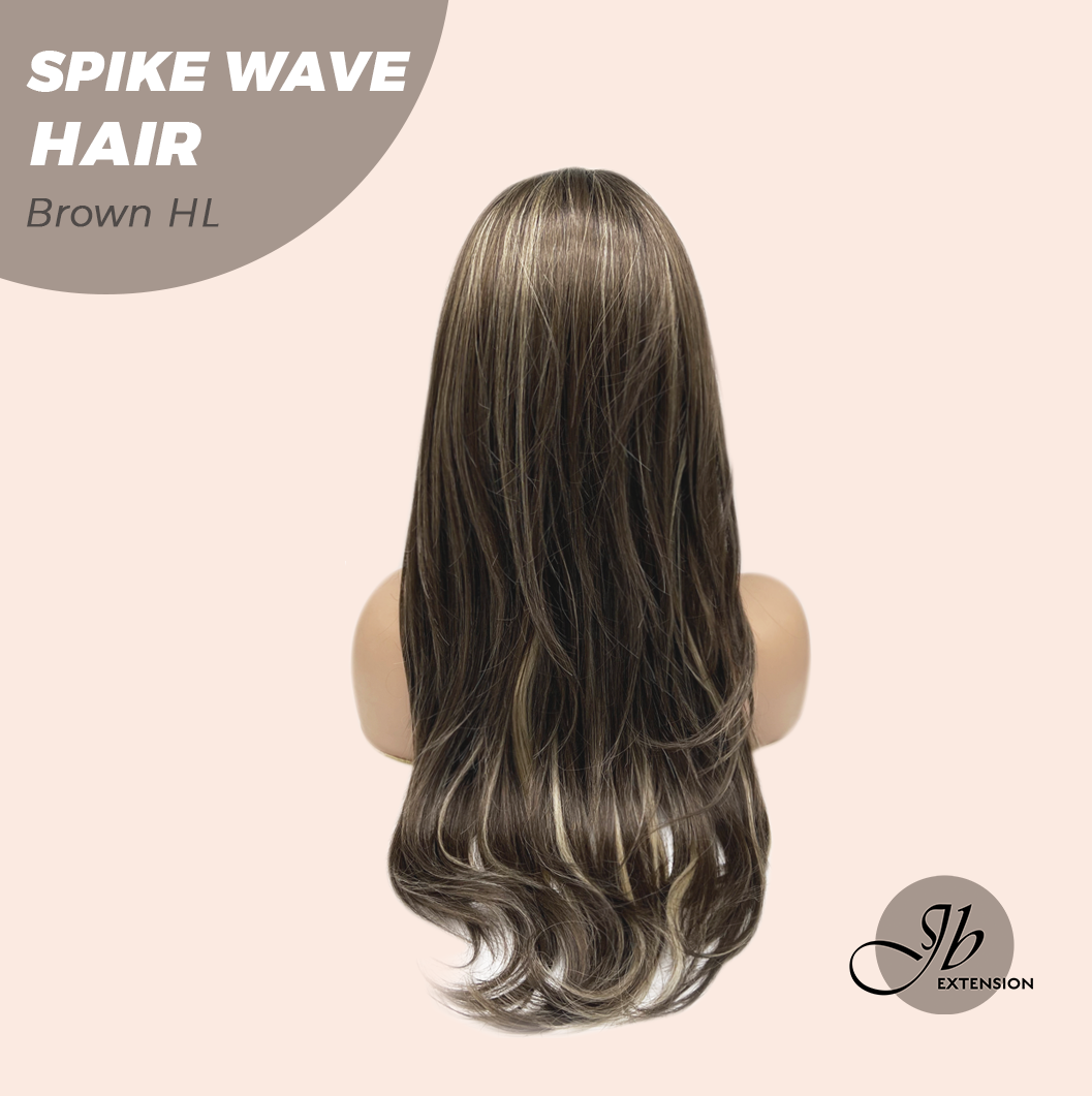 JBEXTENSION 24 Inches Long Curly Hair Brown Highlight Headband Wig SPIKE WAVE HAIR - BROWN HIGHLIGHT