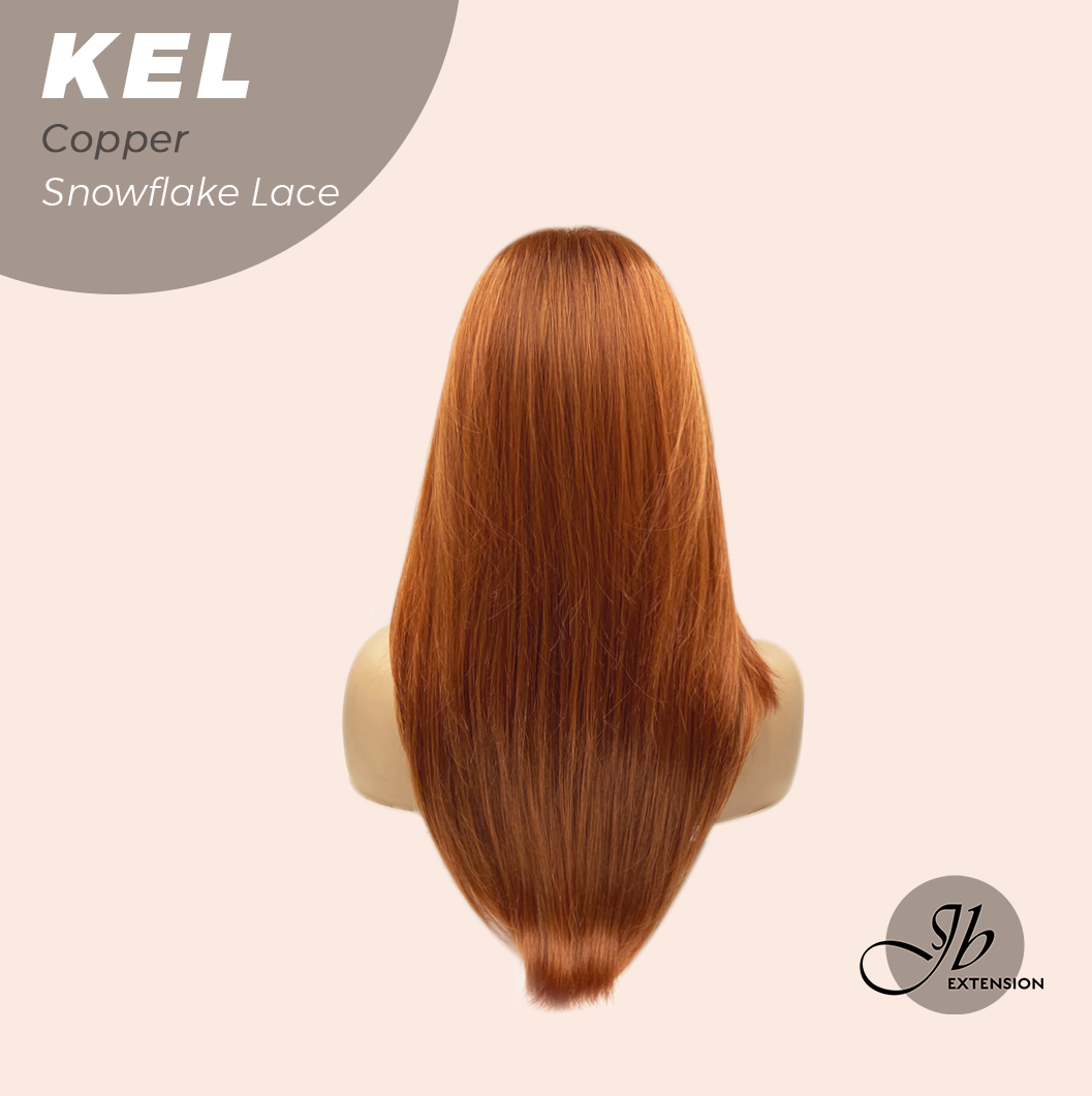 JBEXTENSION 22 Inches Copper Pre-Cut Snowflake Lace Frontlace Glueless Wig KEL COPPER【PERMATEASE】【BENDY EAR TABS】- M/L