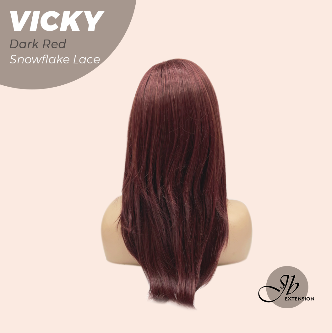 [FINAL SALE] JBEXTENSION 20 Inches Dark Red Pre-Cut Snowflake Lace Frontlace Glueless Wig VICKY DARK RED【PERMATEASE】【BENDY EAR TABS】