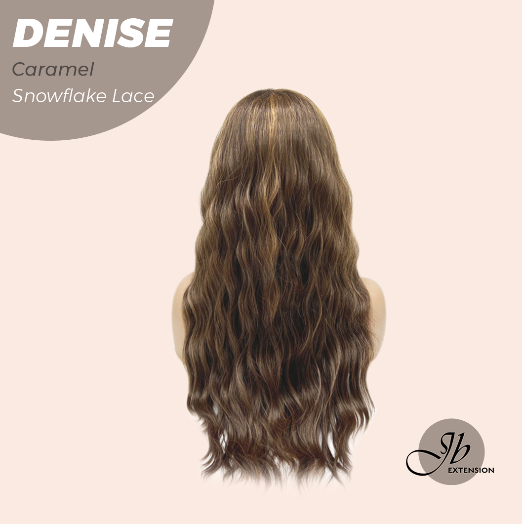 JBEXTENSION 24 Inches Caramel Wave Pre-Cut Snowflake Lace Frontlace Glueless Wig DENISE CARAMEL【PERMATEASE】【BENDY EAR TABS】- M/L