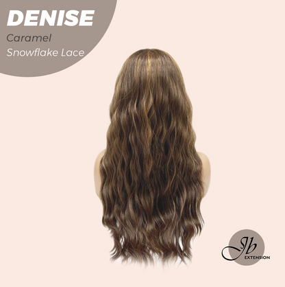 JBEXTENSION 24 Inches Caramel Wave Pre-Cut Snowflake Lace Frontlace Glueless Wig DENISE CARAMEL【PERMATEASE】【BENDY EAR TABS】- M/L