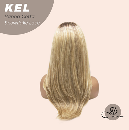 JBEXTENSION 22 Inches Panna Cotta Pre-Cut Snowflake Lace Frontlace Glueless Wig KEL PANNA COTTA【PERMATEASE】【BENDY EAR TABS】- M/L