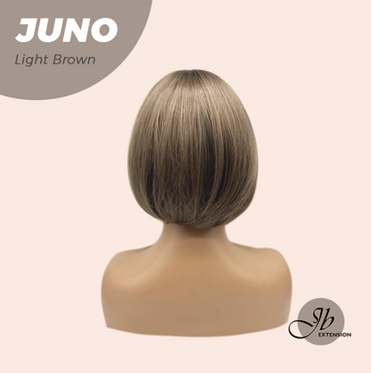 JBEXTENSION 10 Inches Short Light Brown Wig with Bangs JUNO LIGHT BROWN