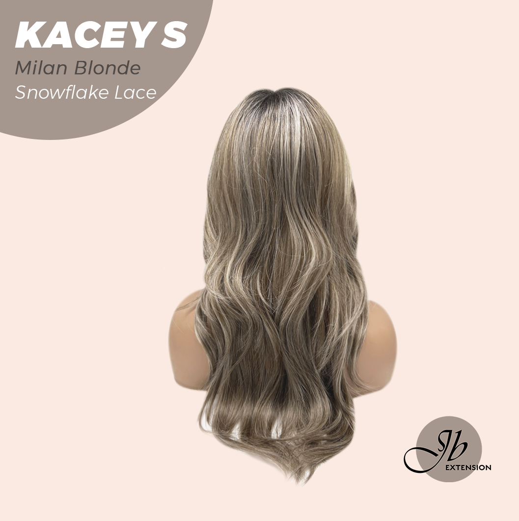 JBEXTENSION 20 Inches Milan Blonde Pre-Cut Snowflake Lace Frontlace Glueless Wig KACEY S MILAN BLONDE【PERMATEASE】【BENDY EAR TABS】- M/L