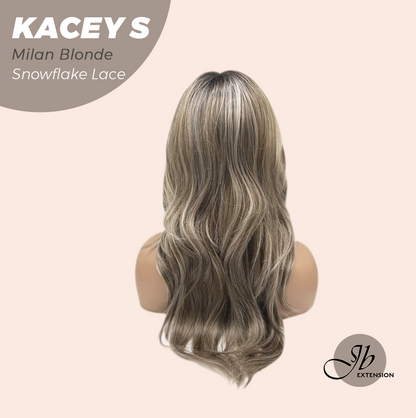JBEXTENSION 20 Inches Milan Blonde Pre-Cut Snowflake Lace Frontlace Glueless Wig KACEY S MILAN BLONDE【PERMATEASE】【BENDY EAR TABS】- M/L