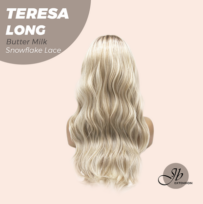 JBEXTENSION 22 Inches Long Butter Milk Pre-Cut Snowflake Lace Frontlace Glueless Wig TERESA LONG BUTTER MILK【PERMATEASE】【BENDY EAR TABS】- S/M