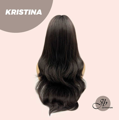 JBEXTENSION 25 Inches Soft Black Curly Wig With Full Bangs KRISTINA