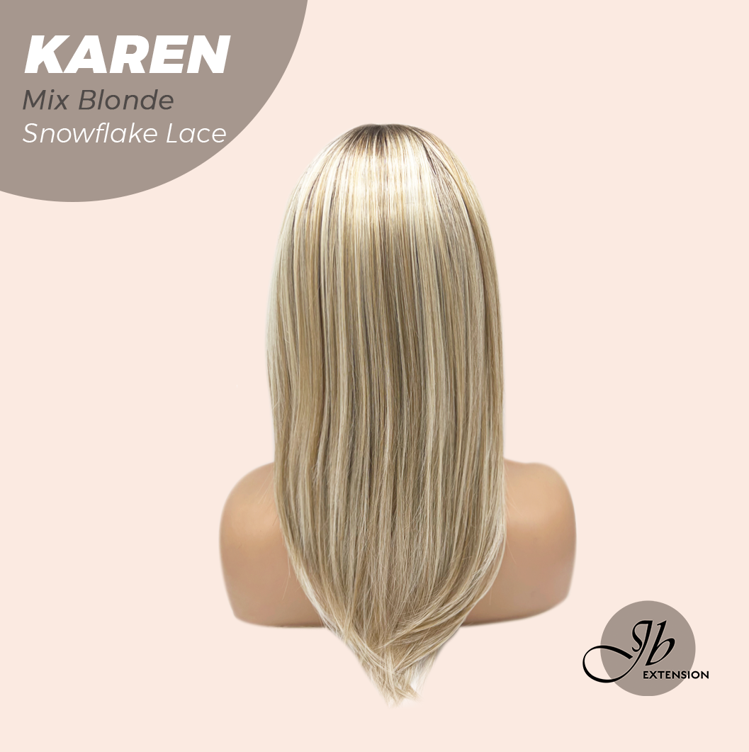 [PRE-ORDER] JBEXTENSION 18 Inches Mix Blonde Pre-Cut Arc Snowflake Lace Frontlace Glueless Wig KAREN MIX BLONDE【BENDY EAR TABS】