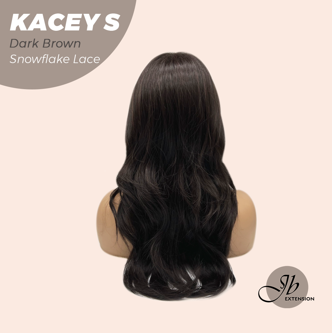JBEXTENSION 20 Inches Dark Brown Pre-Cut Snowflake Lace Frontlace Glueless Wig KACEY S DARK BROWN【PERMATEASE】【BENDY EAR TABS】- M/L
