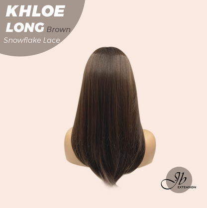 JBEXTENSION 18 Inches Brown Pre-Cut Snowflake Lace Frontlace Glueless Wig KHLOE LONG BROWN【PERMATEASE】【BENDY EAR TABS】- M/L