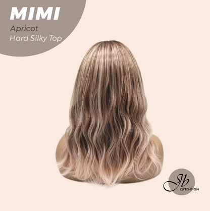 JBEXTENSION 16 Inches Scalpiana 3.5X4 Hard Silky Top Natural Scalp Effect Apricot Body Wave Wig with Bangs Wig MIMI SILKY TOP - APRICOT