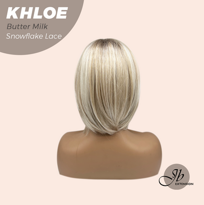 JBEXTENSION 12 Inches Bob Cut Butter Milk Pre-Cut Snowflake Lace Frontlace Glueless Wig KHLOE BUTTER MILK【PERMATEASE】【BENDY EAR TABS】- S/M