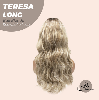 JBEXTENSION 22 Inches Long Bali Blonde Pre-Cut Snowflake Lace Frontlace Glueless Wig TERESA LONG BALI BLONDE【PERMATEASE】【BENDY EAR TABS】- S/M