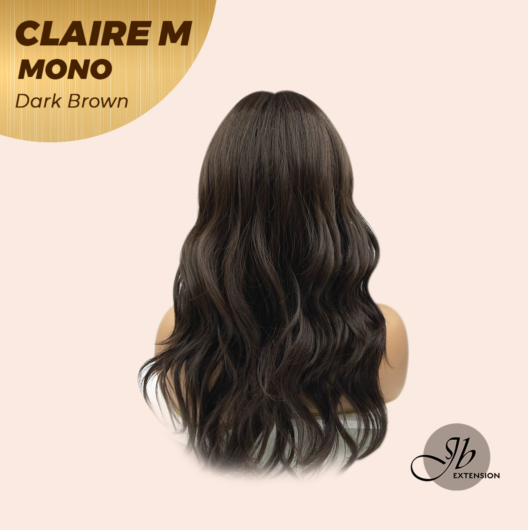 HOT OF SEASON - CLAIRE MONO DARK BROWN Partial Monofilament Wig 22 Inches Dark Brown Partial Mono Lace Glueless Wig CLAIRE MONO DARK BROWN【BENDY EAR TABS】