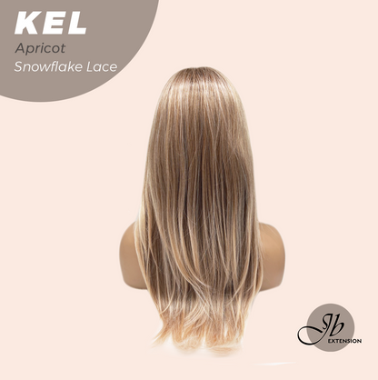 JBEXTENSION 22 Inches Apricot Pre-Cut Snowflake Lace Frontlace Glueless Wig KEL APRICOT【PERMATEASE】【BENDY EAR TABS】- S/M