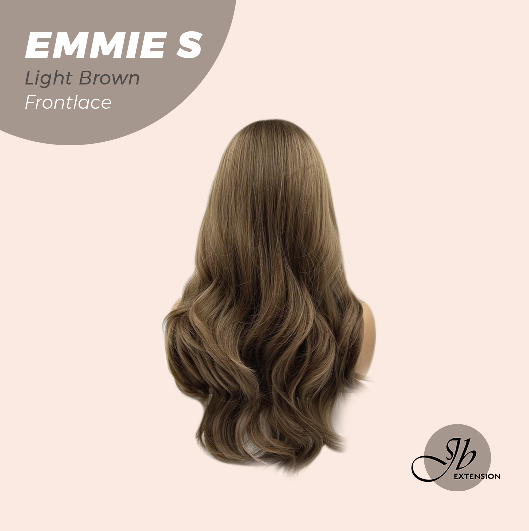 JBEXTENSION 22 Inches Curly Light Brown Pre-Cut Frontlace Glueless Wig EMMIE S LIGHT BROWN
