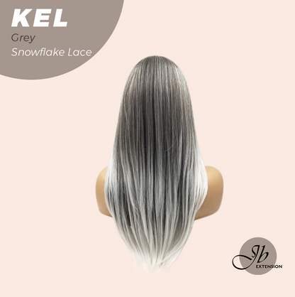 JBEXTENSION 22 Inches Grey Pre-Cut Snowflake Lace Frontlace Glueless Wig KEL GREY【PERMATEASE】【BENDY EAR TABS】- M/L