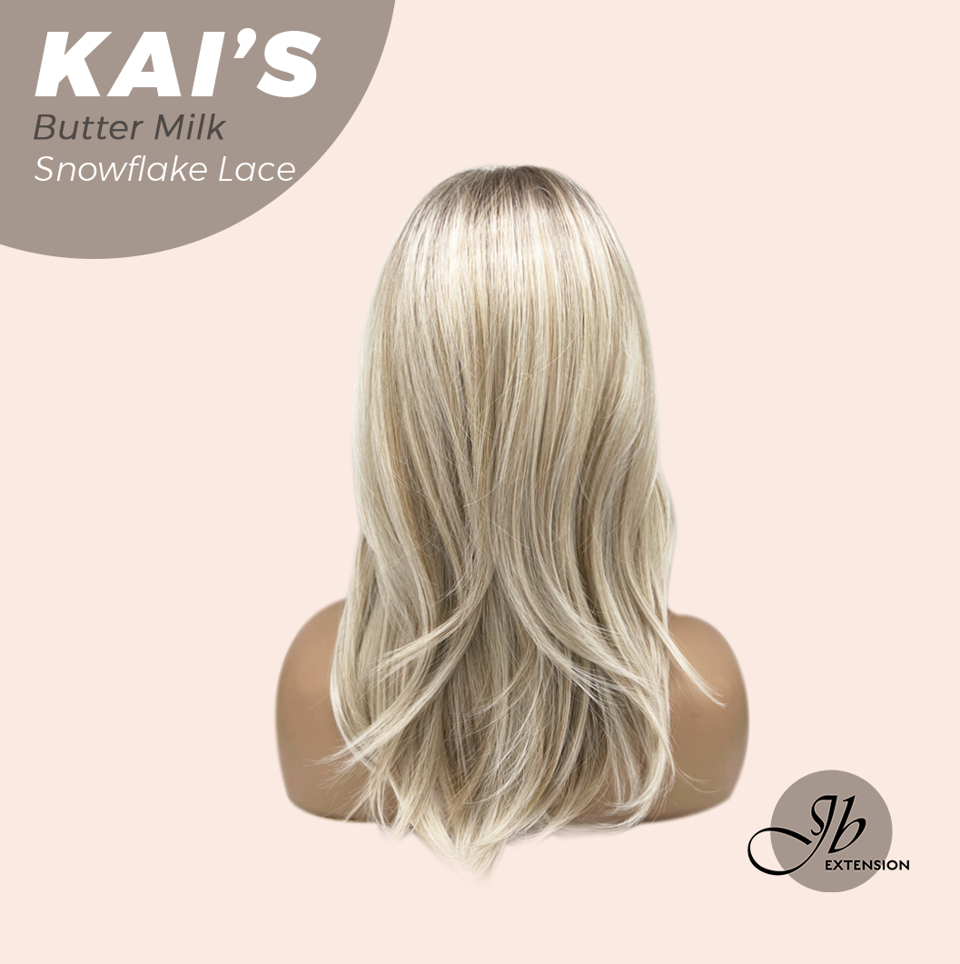 JBEXTENSION 18 Inches Butter Milk Pre-Cut Snowflake Lace Frontlace Glueless Wig KAI'S BUTTER MILK【PERMATEASE】【BENDY EAR TABS】- M/L