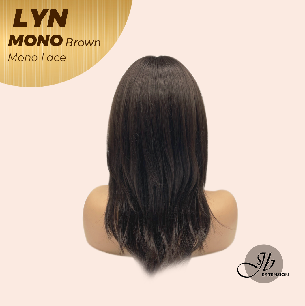 JBEXTENSION LYN MONO Partial Monofilament Wig 17 Inches Brown Partial Mono Lace Glueless Wig LYN MONO BROWN【BENDY EAR TABS】