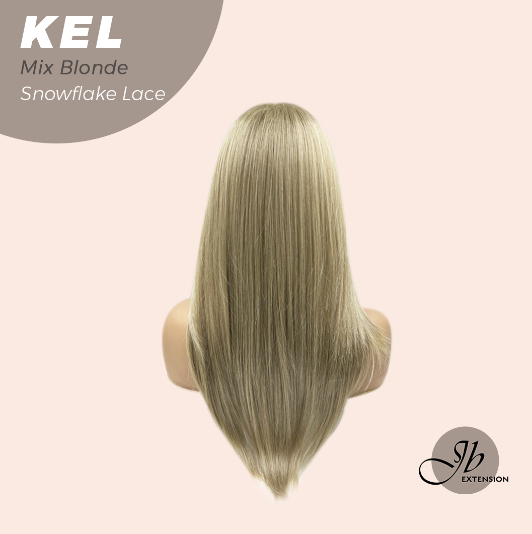 JBEXTENSION 22 Inches Mix Blonde Pre-Cut Snowflake Lace Frontlace Glueless Wig KEL MIX BLONDE【PERMATEASE】【BENDY EAR TABS】- M/L