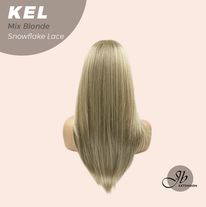 JBEXTENSION 22 Inches Mix Blonde Pre-Cut Snowflake Lace Frontlace Glueless Wig KEL MIX BLONDE【PERMATEASE】【BENDY EAR TABS】- M/L