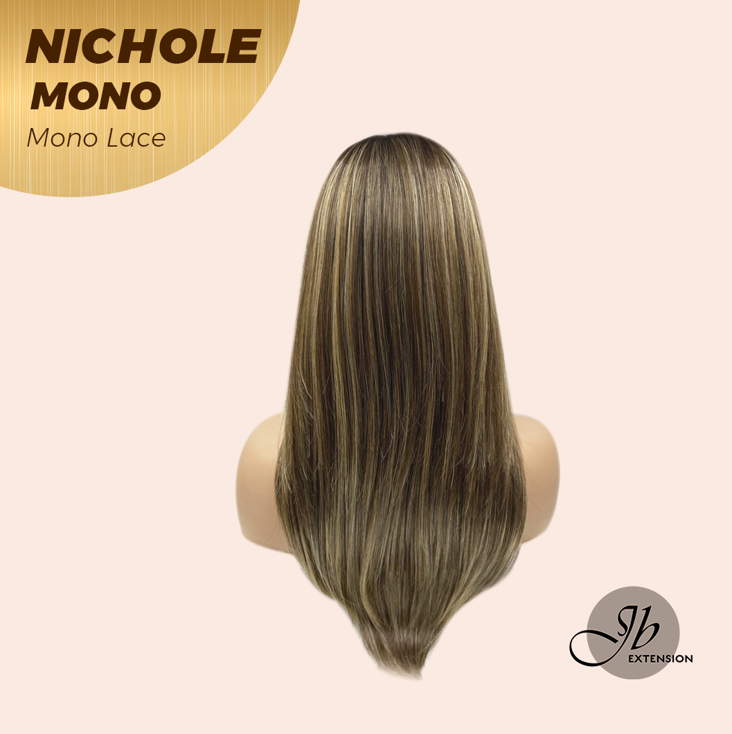 JBEXTENSION NICHOLE MONO Monofilament Handmade Wig 6X5 Full Monofilament Hand Tied Top Wig 23 Inches Hazelnut Mono Lace Wig With Anti-slip Silicone Strips Glueless Wig NICHOLE MONO【BENDY EAR TABS】