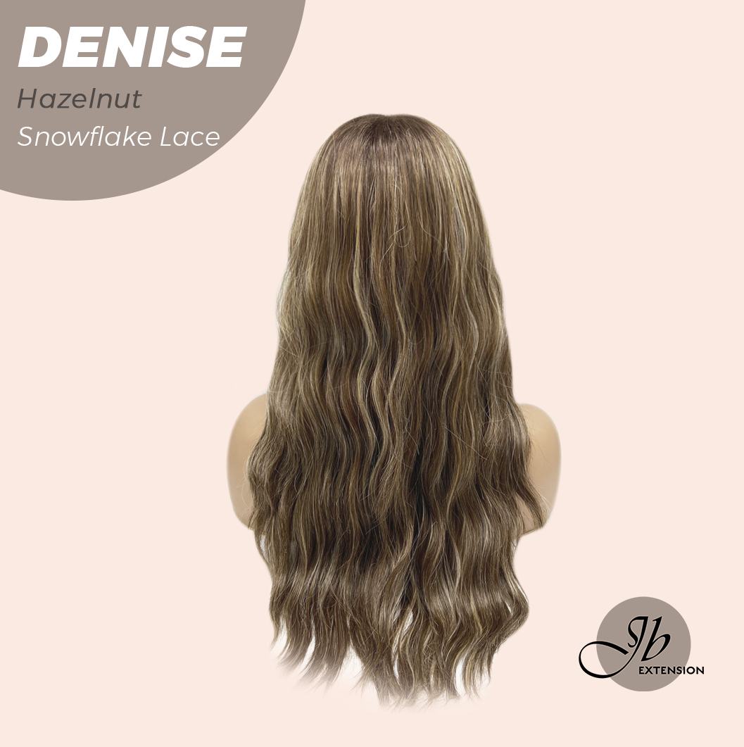 JBEXTENSION 24 Inches Hazelnut Wave Pre-Cut Snowflake Lace Frontlace Glueless Wig DENISE HAZELNUT【PERMATEASE】【BENDY EAR TABS】- M/L