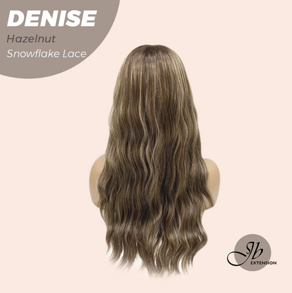 JBEXTENSION 24 Inches Hazelnut Wave Pre-Cut Snowflake Lace Frontlace Glueless Wig DENISE HAZELNUT【PERMATEASE】【BENDY EAR TABS】- M/L