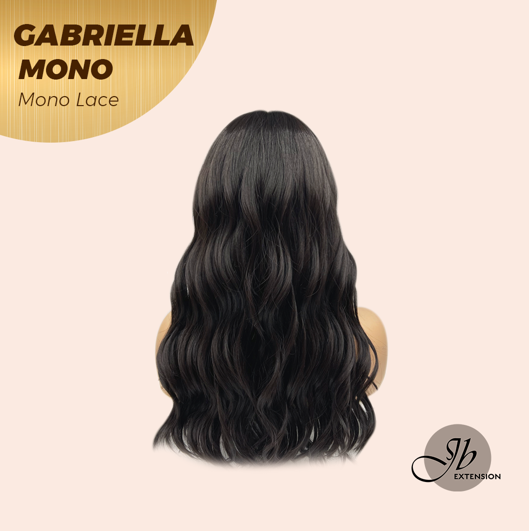JBEXTENSION GABRIELLA MONO Monofilament Handmade Wig 6X5 Full Monofilament Hand Tied Top Wig 20 Inches Black Wave Mono Lace Wig With Anti-slip Silicone Strips Glueless Wig GABRIELLA MONO【BENDY EAR TABS】