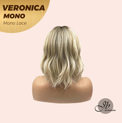 JBEXTENSION VERONICA MONO Monofilament Handmade Wig 6X5 Full Monofilament Hand Tied Top Wig 12 Inches Blonde Wave Mono Lace Wig With Anti-slip Silicone Strips Glueless Wig VERONICA MONO【BENDY EAR TABS】