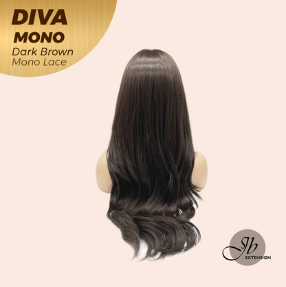 [PRE-ORDER] JBEXTENSION DIVA MONO Full Monofilament Handmade Full Lace Full Hand Tied Wig 24 Inches Long Curly Dark Brown Mono Lace Handmade Futura Fiber Wig with Anti-slip Silicone Strips Glueless Wig DIVA MONO - DARK BROWN【BENDY EAR TABS】