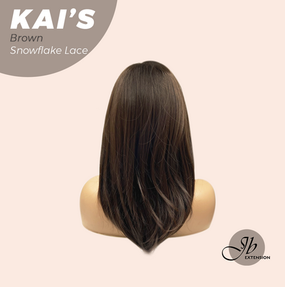 JBEXTENSION 18 Inches Brown Pre-Cut Snowflake Lace Frontlace Glueless Wig KAI'S BROWN【PERMATEASE】【BENDY EAR TABS】- M/L