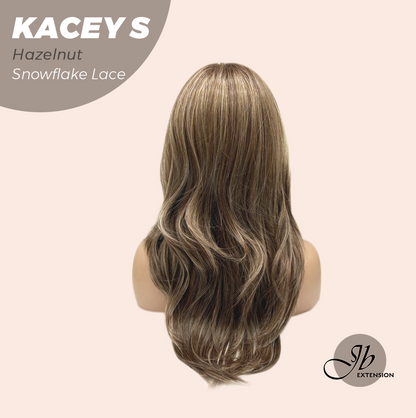 JBEXTENSION 20 Inches Hazelnut Pre-Cut Snowflake Lace Frontlace Glueless Wig KACEY S HAZELNUT【PERMATEASE】【BENDY EAR TABS】- M/L