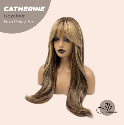 HOT OF SEASON - 25 Inches Scalpiana Hazelnut 3.5X4 Hard Silky Top Natural Scalp Effect Wig With Bangs CATHERINE HAZELNUT
