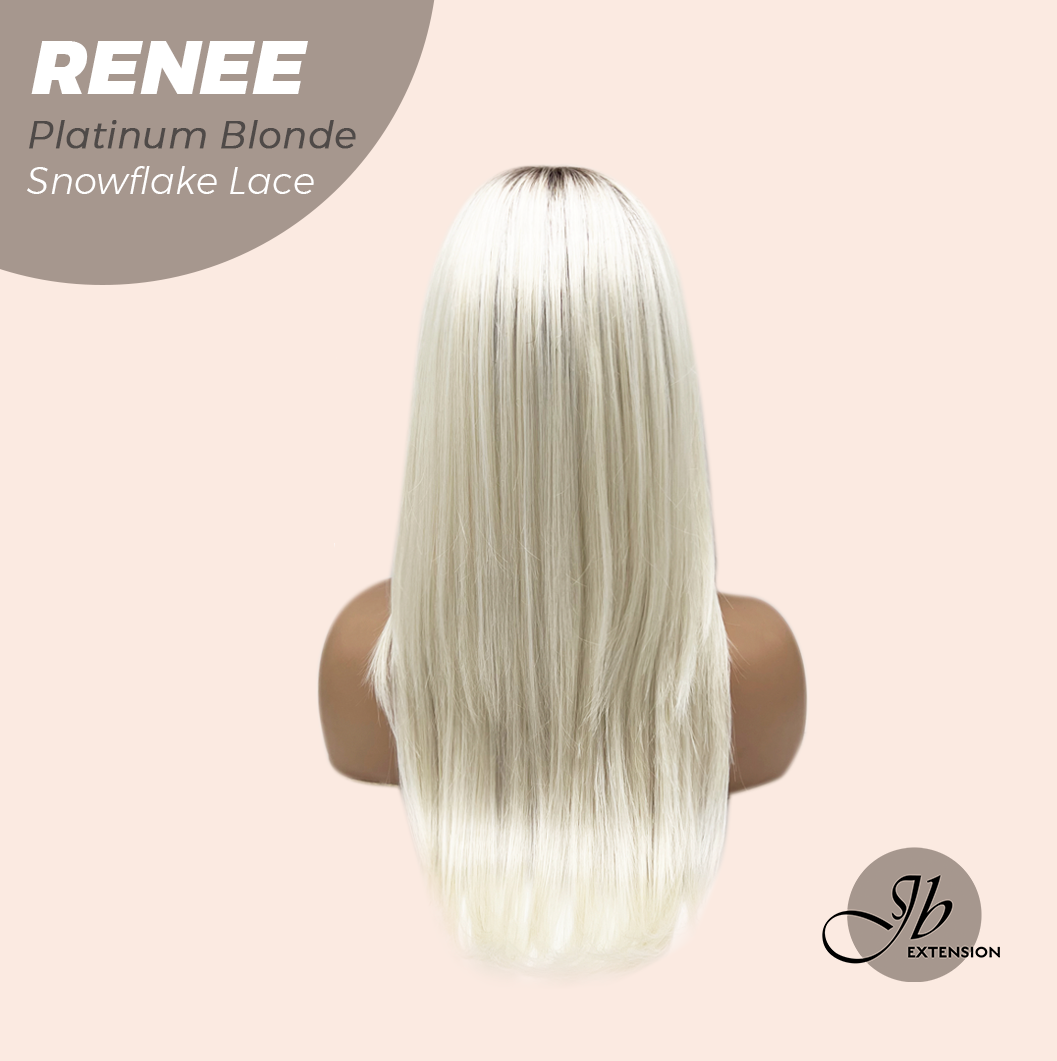 [FINAL SALE] JBEXTENSION 21 Inches Platinum Blonde Pre-Cut Arc Snowflake Lace Frontlace Glueless Wig RENEE PLATINUM BLONDE【BENDY EAR TABS】