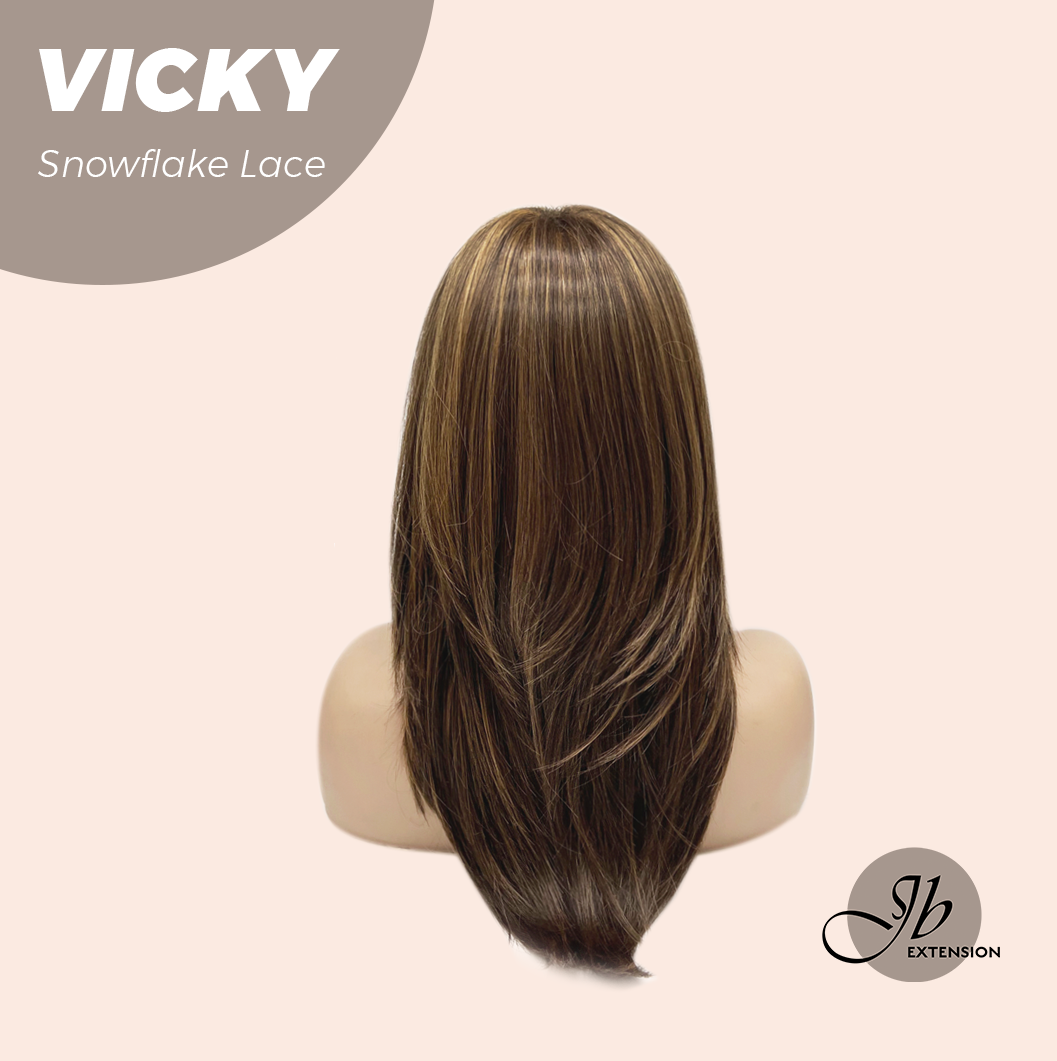 [FINAL SALE] JBEXTENSION 20 Inches Caramel Pre-Cut Snowflake Lace Frontlace Glueless Wig VICKY【PERMATEASE】【BENDY EAR TABS】- M/L