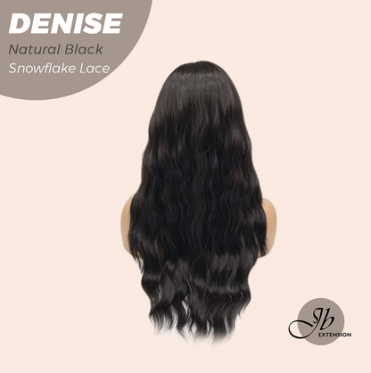 [FINAL SALE] JBEXTENSION 24 Inches Natural Black Wave Pre-Cut Snowflake Lace Frontlace Glueless Wig DENISE NATURAL BLACK【PERMATEASE】【BENDY EAR TABS】- S/M