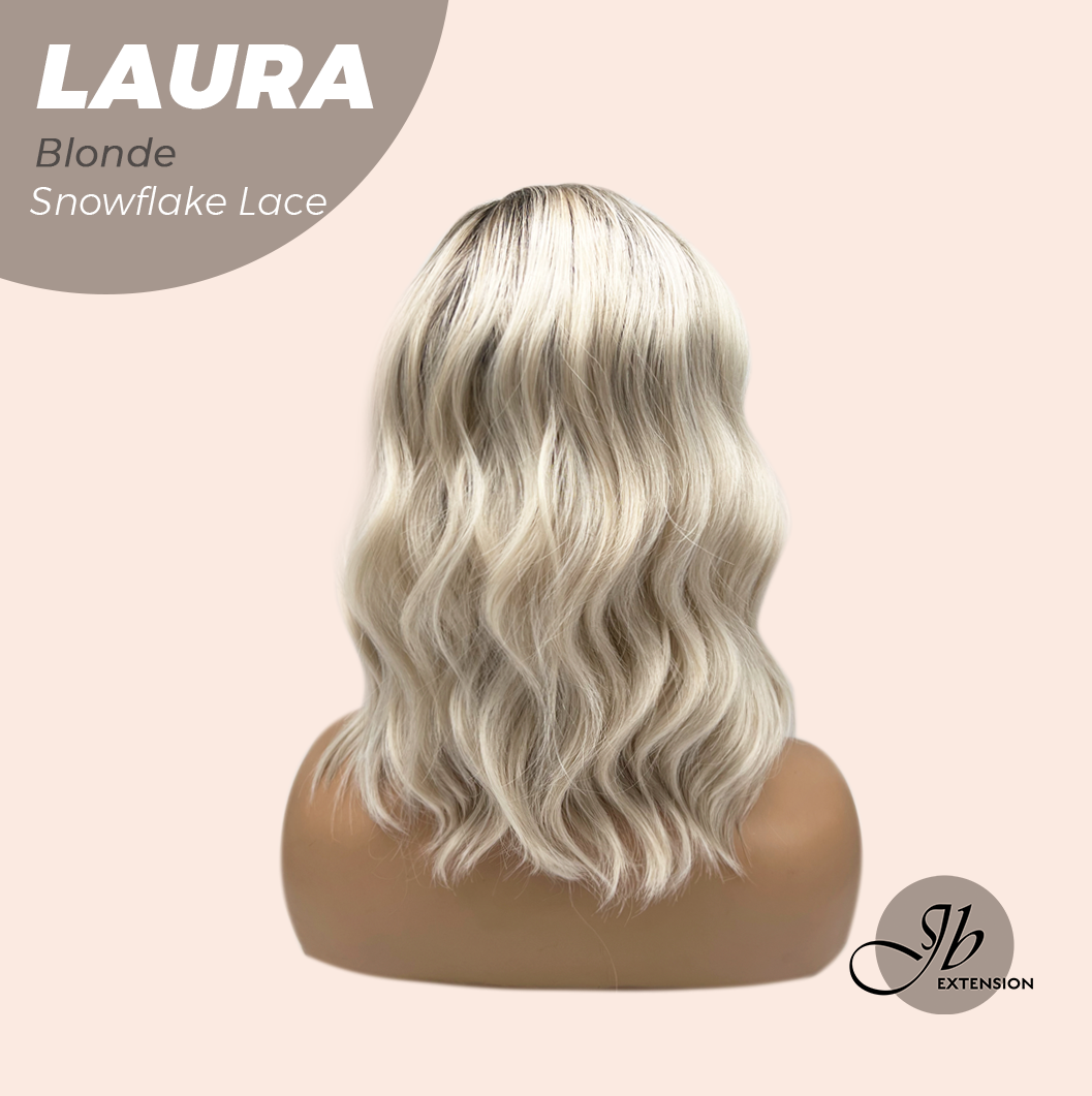 JBEXTENSION 14 Inches Blonde Pre-Cut Side Part Snowflake Lace Frontlace Glueless Wig LAURA SNOWFLAKE【BENDY EAR TABS】- S/M