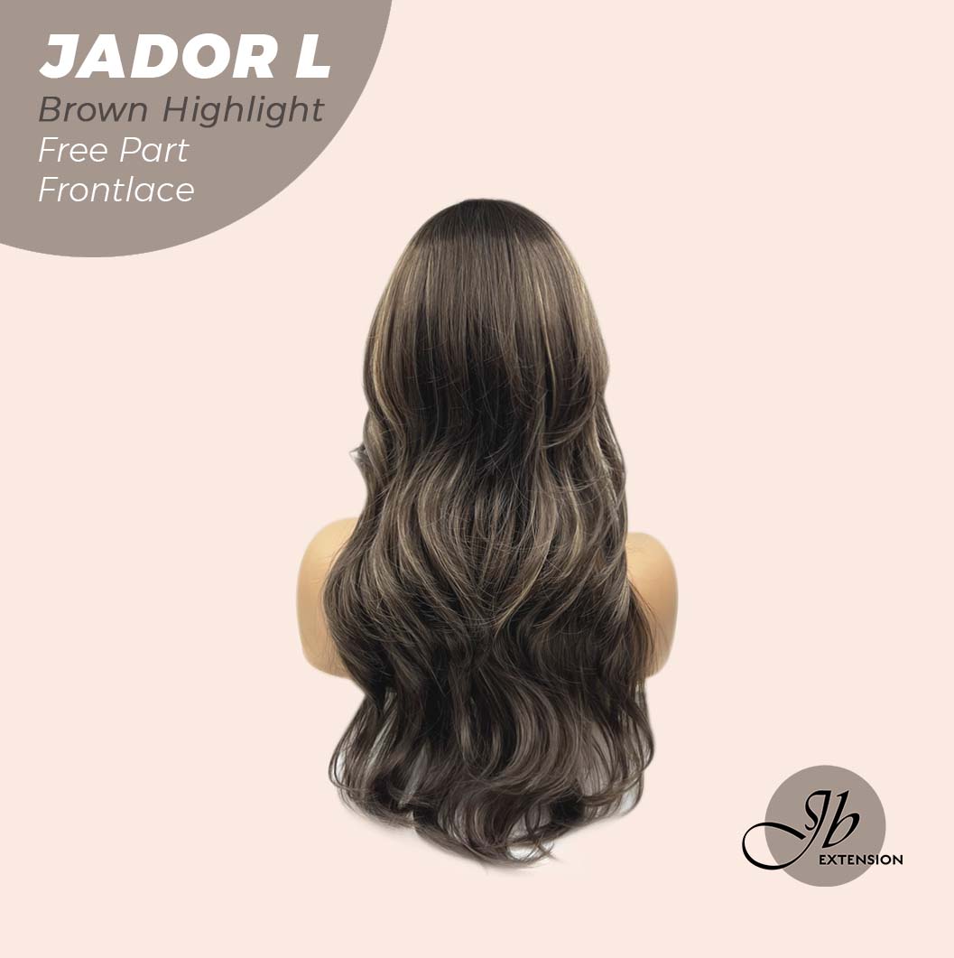 [FINAL SALE] JBEXTENSION 24 Inches Brown Highlight Curly Lace Front Wig.Pre Plucked 13*4 HD Transparent Lace Frontal Handmade Futura Fiber Swiss Lace Synthetic Fiber Pre-Cut Lace Glueless Wig JADOR L BROWN HIGHLIGHT