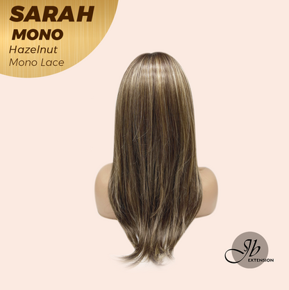 JBEXTENSION SARAH MONO Full Monofilament Wig 22 Inches Hazelnut Color Full Mono Lace Glueless With Anti-slip Silicone Strips Wig SARAH MONO HAZELNUT【BENDY EAR TABS】