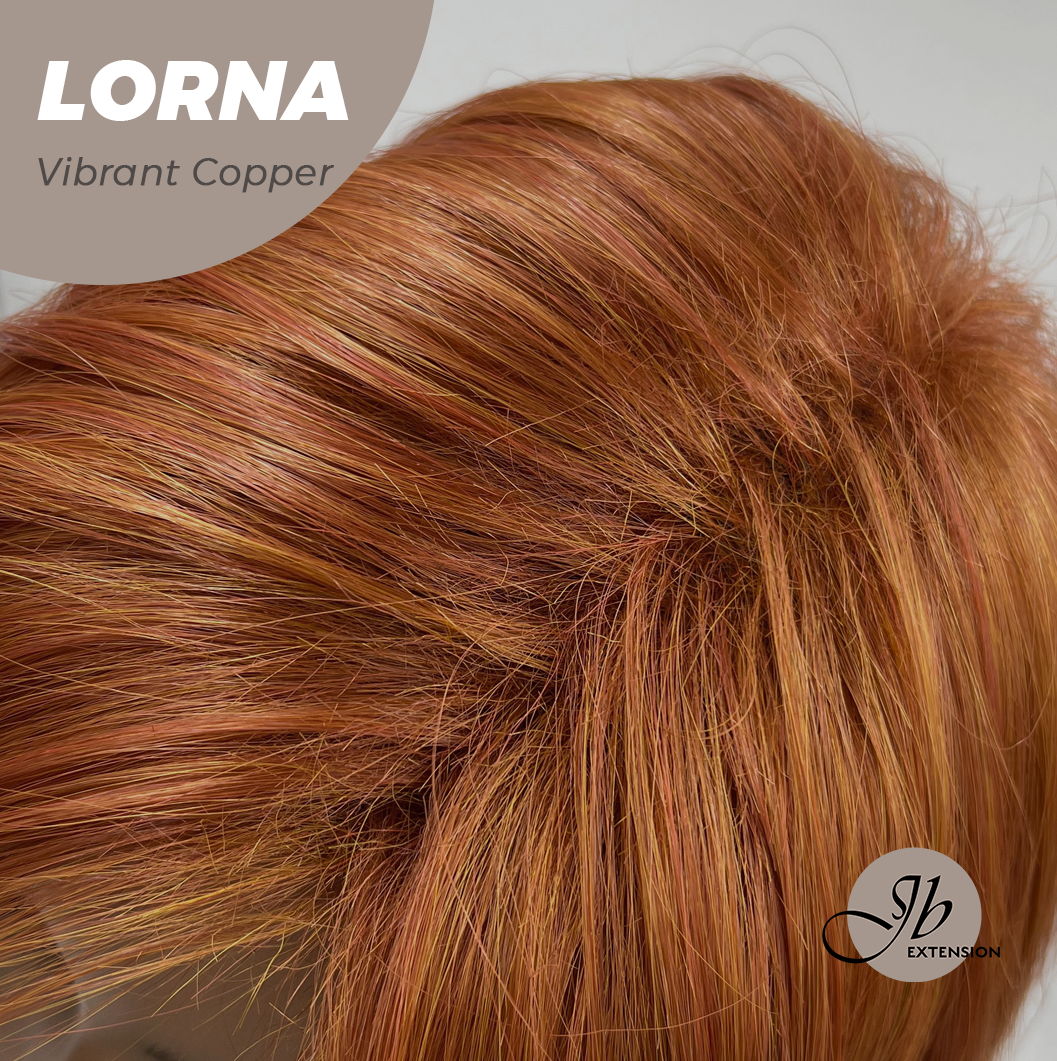 [FINAL SALE] HOT OF SEASON - 18 Inches Vibrant Copper Curly Women Fashion Full Machine Wig With Bangs LORNA VIBRANT COPPER【PLUS PERMATEASE】【BENDY EAR TABS】