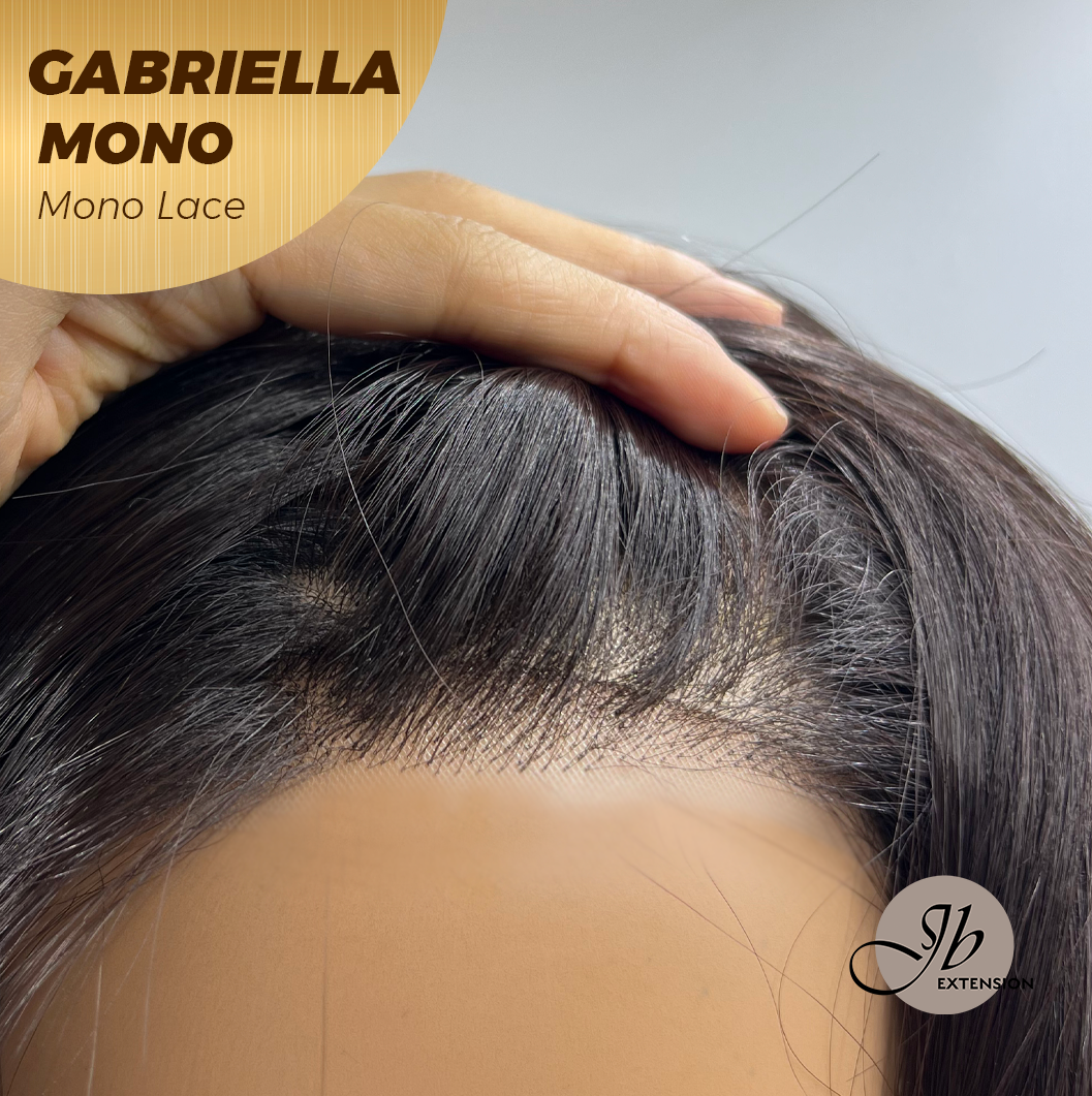 JBEXTENSION GABRIELLA MONO Monofilament Handmade Wig 6X5 Full Monofilament Hand Tied Top Wig 20 Inches Black Wave Mono Lace Wig With Anti-slip Silicone Strips Glueless Wig GABRIELLA MONO【BENDY EAR TABS】
