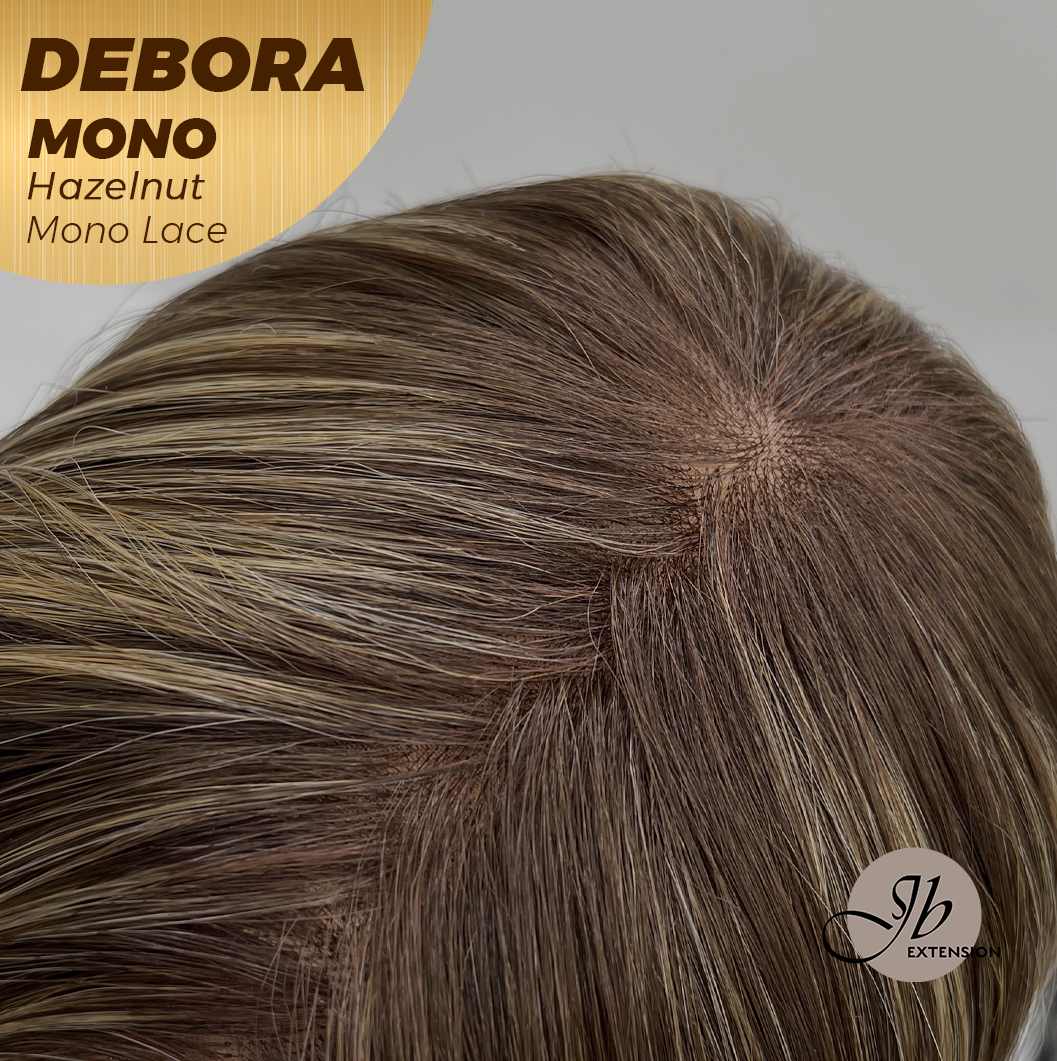 JBEXTENSION DEBORA MONO Monofilament Handmade Wig 6X5 Full Monofilament Hand Tied Top Wig 20 Inches Hazelnut Mono Lace Wig With Anti-slip Silicone Strips Glueless Wig DEBORA MONO HAZELNUT【BENDY EAR TABS】