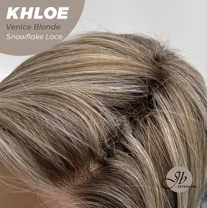 JBEXTENSION 12 Inches Bob Cut Venice Blonde Pre-Cut Snowflake Lace Frontlace Glueless Wig KHLOE VENICE BLONDE【PERMATEASE】【BENDY EAR TABS】- M/L