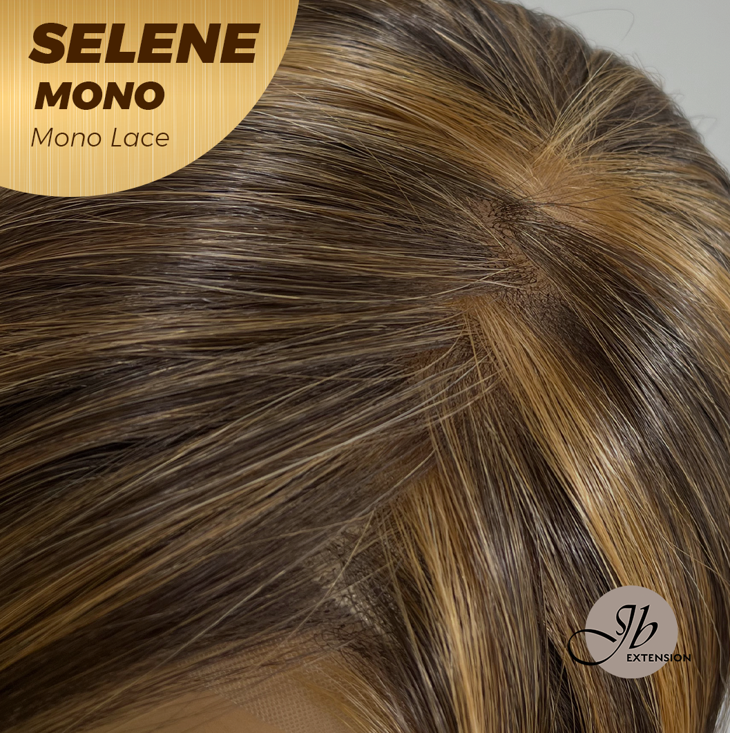 JBEXTENSION SELENE MONO Monofilament Handmade Wig 6X5 Full Monofilament Hand Tied Top Wig 25 Inches Caramel Mono Lace Wig With Anti-slip Silicone Strips Glueless Wig SELENE MONO- CARAMEL【BENDY EAR TABS】