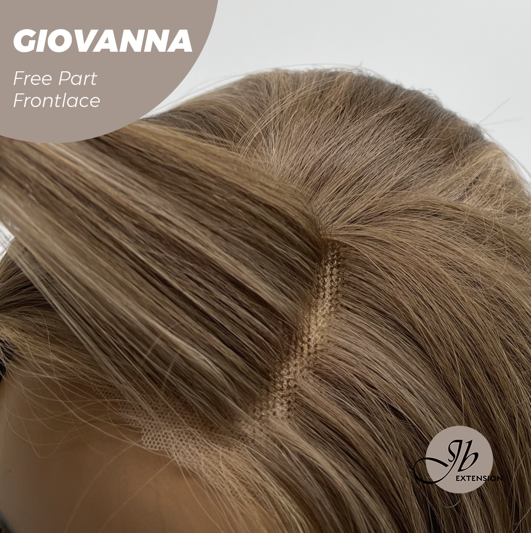 JBEXTENSION 22 Inches Mix Blonde Straight Fiber X, Tangle Less Pre-Cut Free Part Frontlace Glueless Wig GIOVANNA【FIBER X】