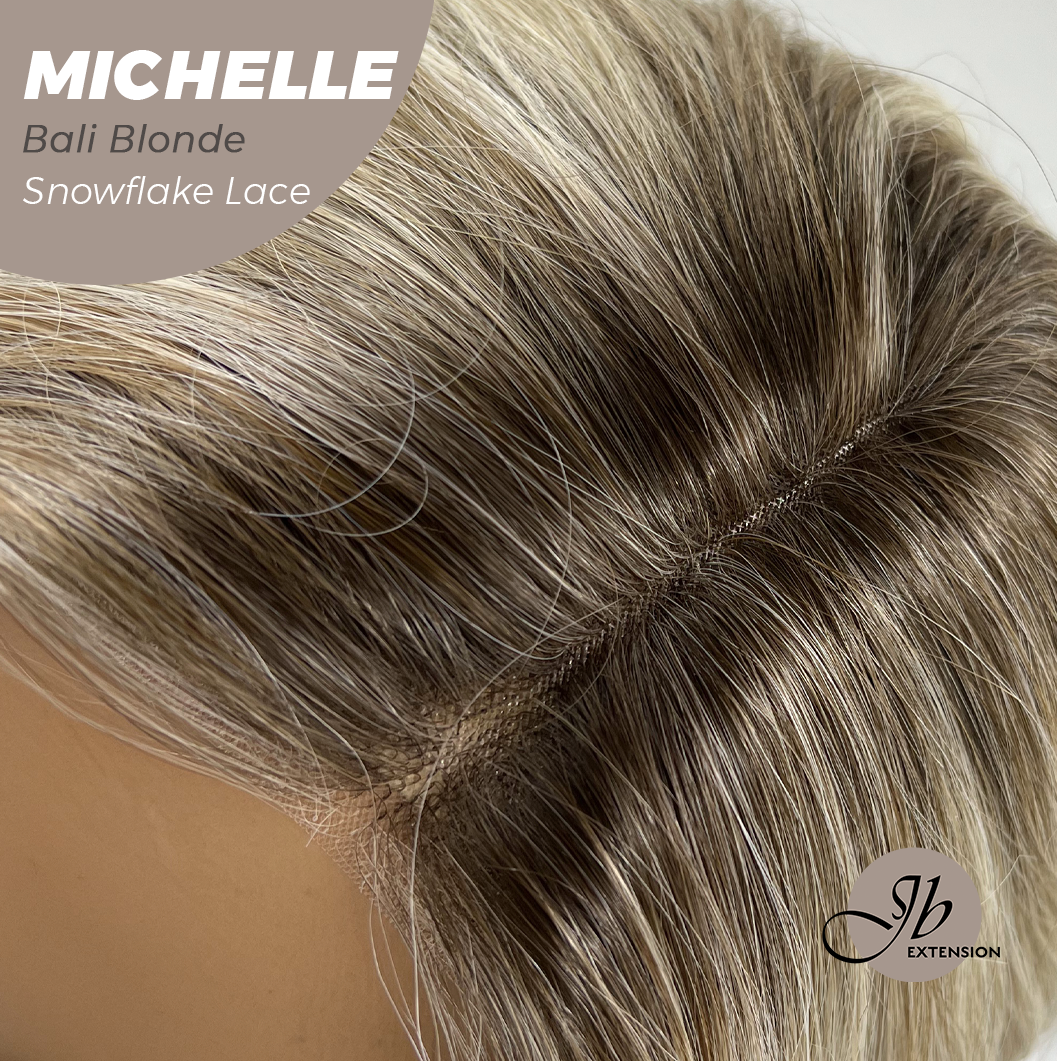 JBEXTENSION 10 Inches Bali Blonde Pre-Cut Side Part Snowflake Lace Frontlace Glueless Wig MICHELLE BALI BLONDE【BENDY EAR TABS】- M/L