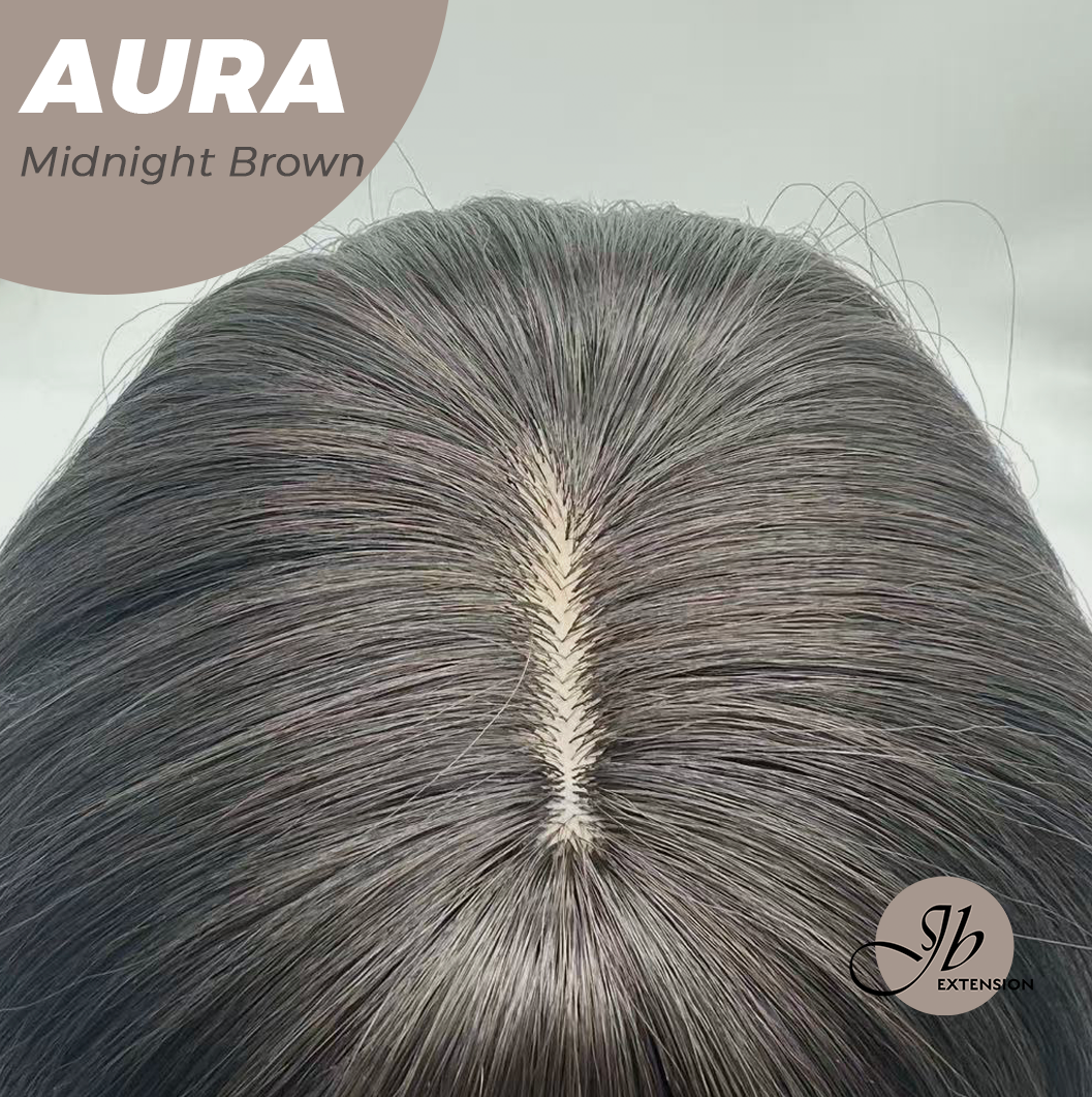 JBEXTENSION 26 Inches Long Midnight Brown(Black/Brown) Wig with Bangs AURA MIDNIGHT BROWN