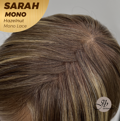 JBEXTENSION SARAH MONO Full Monofilament Wig 22 Inches Hazelnut Color Full Mono Lace Glueless With Anti-slip Silicone Strips Wig SARAH MONO HAZELNUT【BENDY EAR TABS】